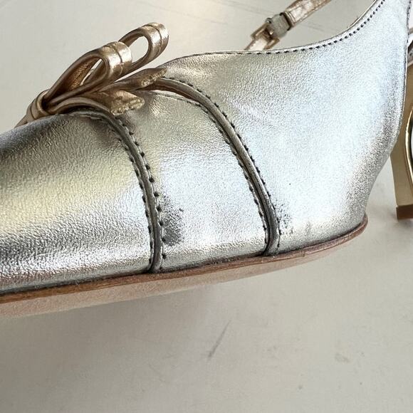 REFORMATION Noreen Slingback Pump Women’s SIZE 9 Gold Silver - Picture 13 of 13